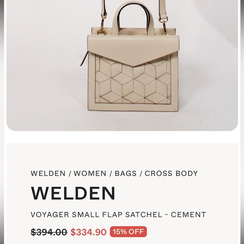 Welden Voyager Small Flap Satchel Cement Colored Pebbled Leather Crossbody Bag - Picture 13 of 13